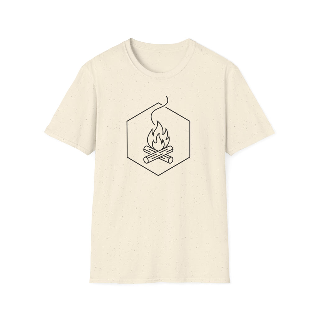 Natural cream T-shirt with front hex campfire graphic