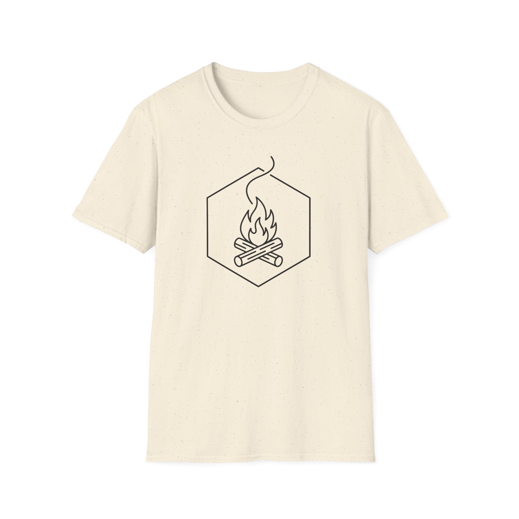 Natural cream T-shirt with front hex campfire graphic
