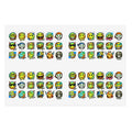 Emoji face sticker sheet, die-cut expressions with colorful outlines and icons