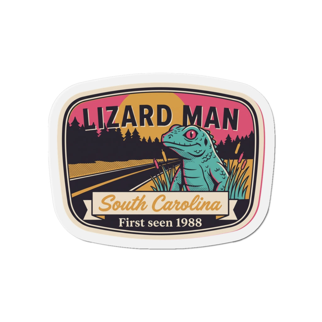 Oval die-cut magnet featuring teal lizard, South Carolina banner, and “First seen 1988”