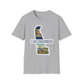 Sport grey T-shirt featuring Delaware state outline and 'I AM DELAWARE' print