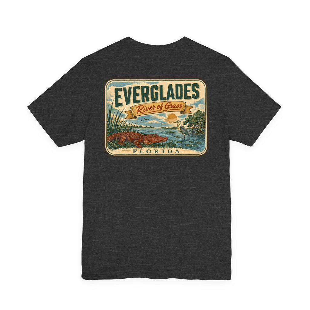 Black graphic T-shirt with Everglades River of Grass panel on the back