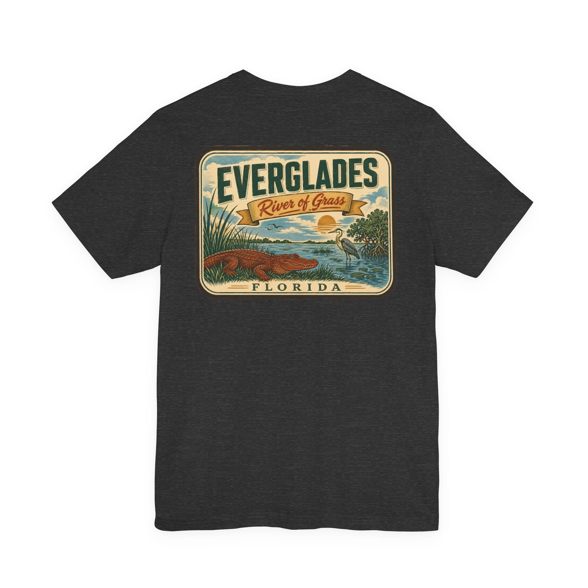 Black graphic T-shirt with Everglades River of Grass panel on the back