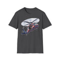 Dark Heather rescue helicopter T-shirt with front helicopter graphic