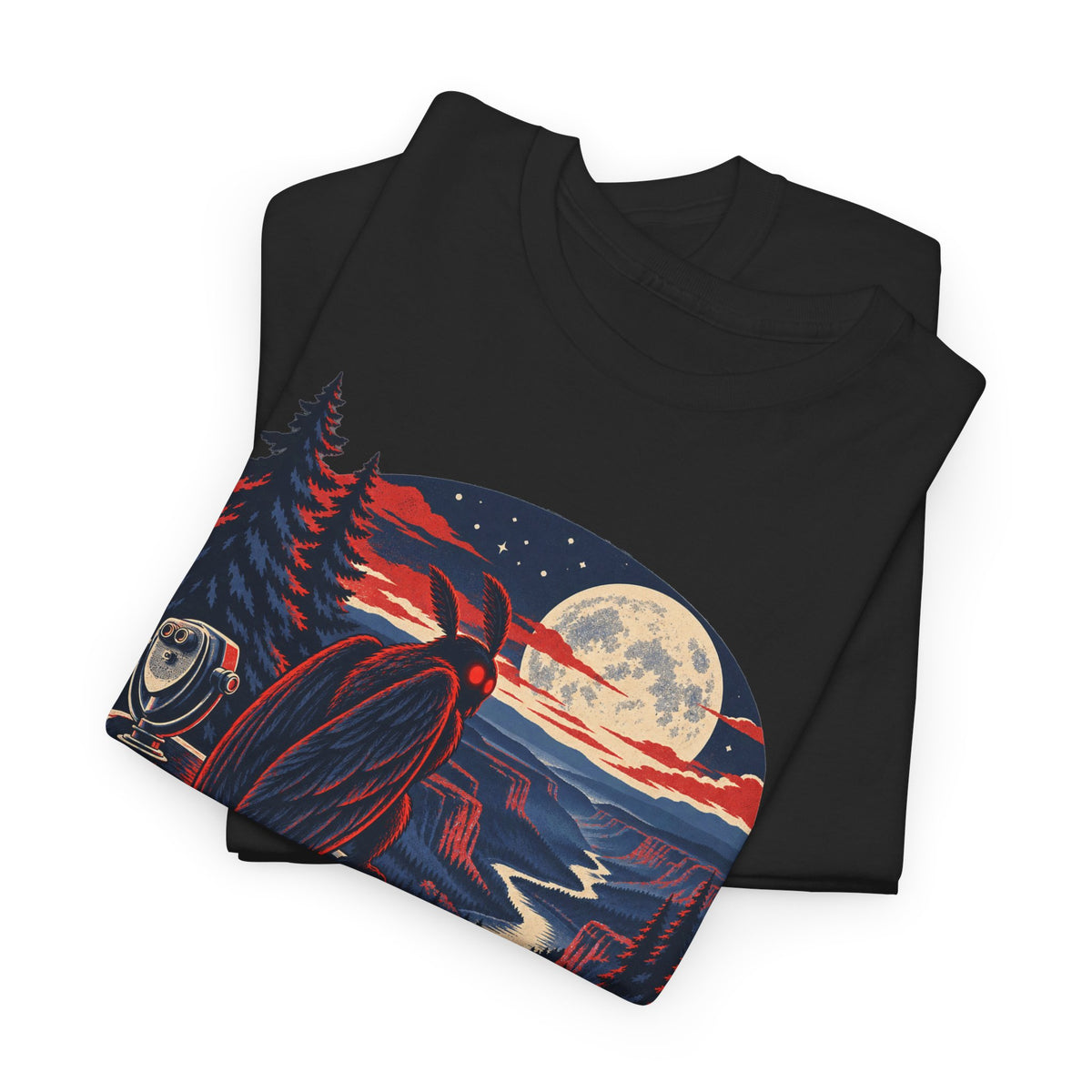 Scenic Overlook Raven T-Shirt, Moonlit Mountain Valley Road Trip Shirt for Men and Women, Vintage Hiking Graphic Tee