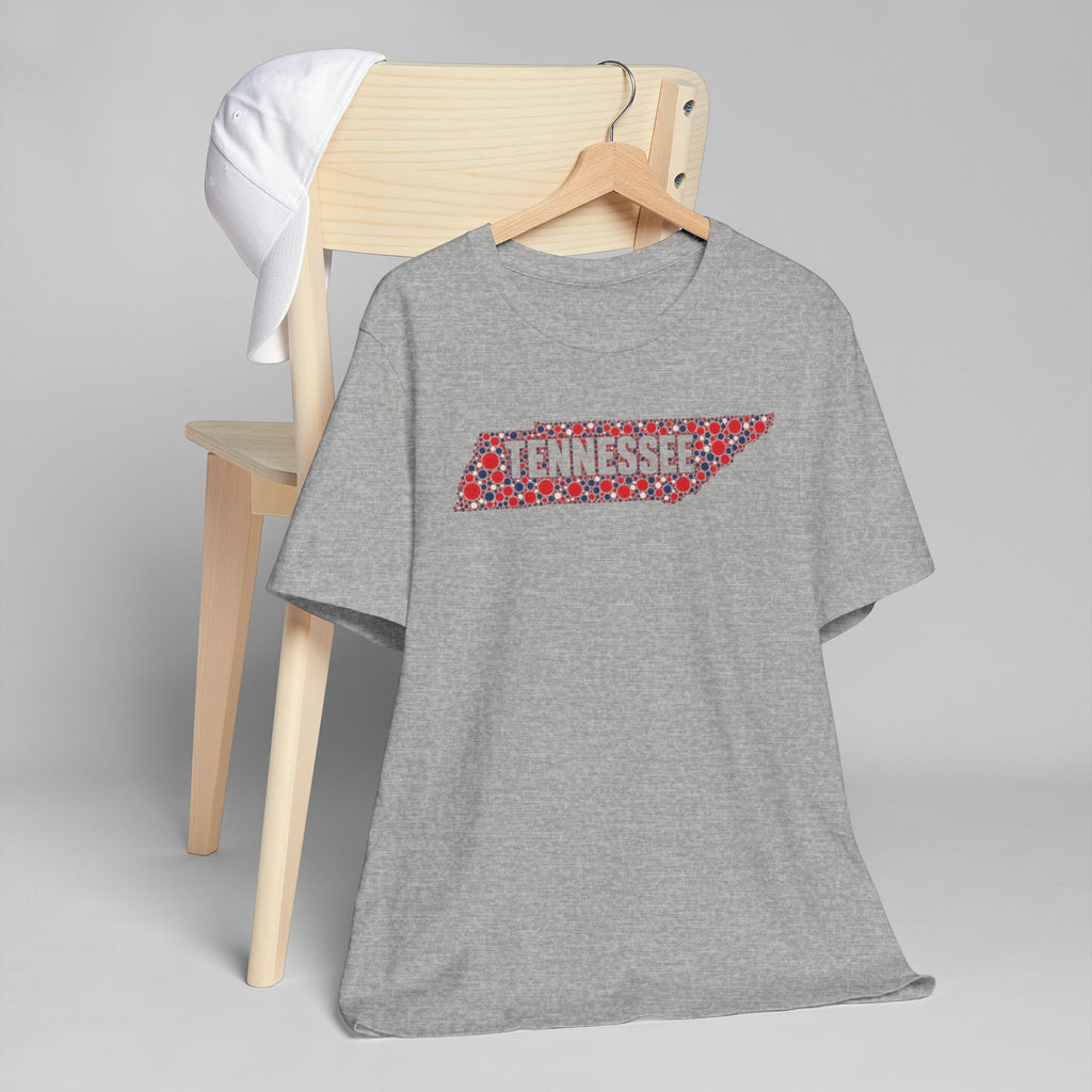 Heather gray T-shirt with 'Tennessee' floral map graphic on the chest