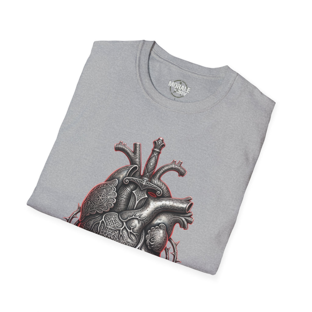 Anatomical heart with roses graphic on sport grey T-shirt