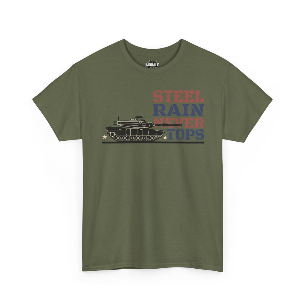 Olive crewneck T-shirt with tank front graphic