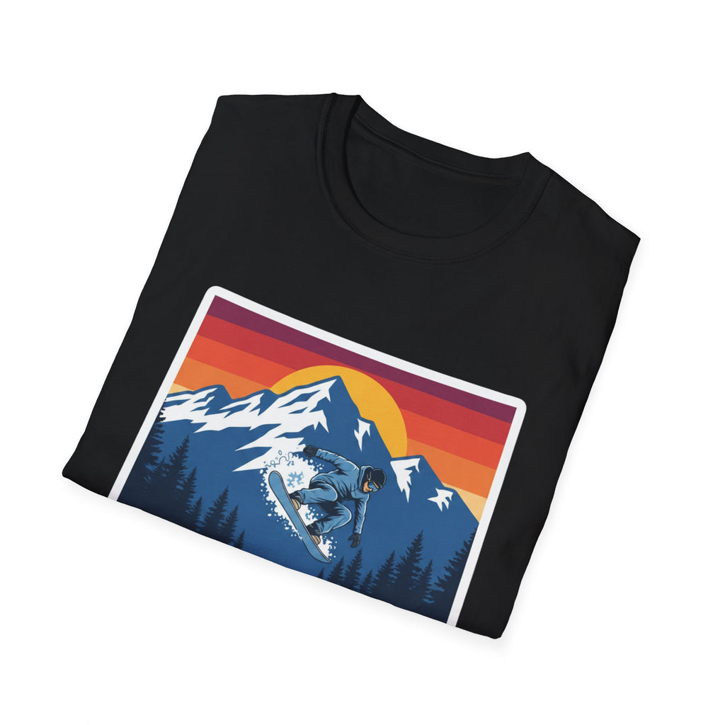 Black T-shirt with Colorado mountain sunset graphic print