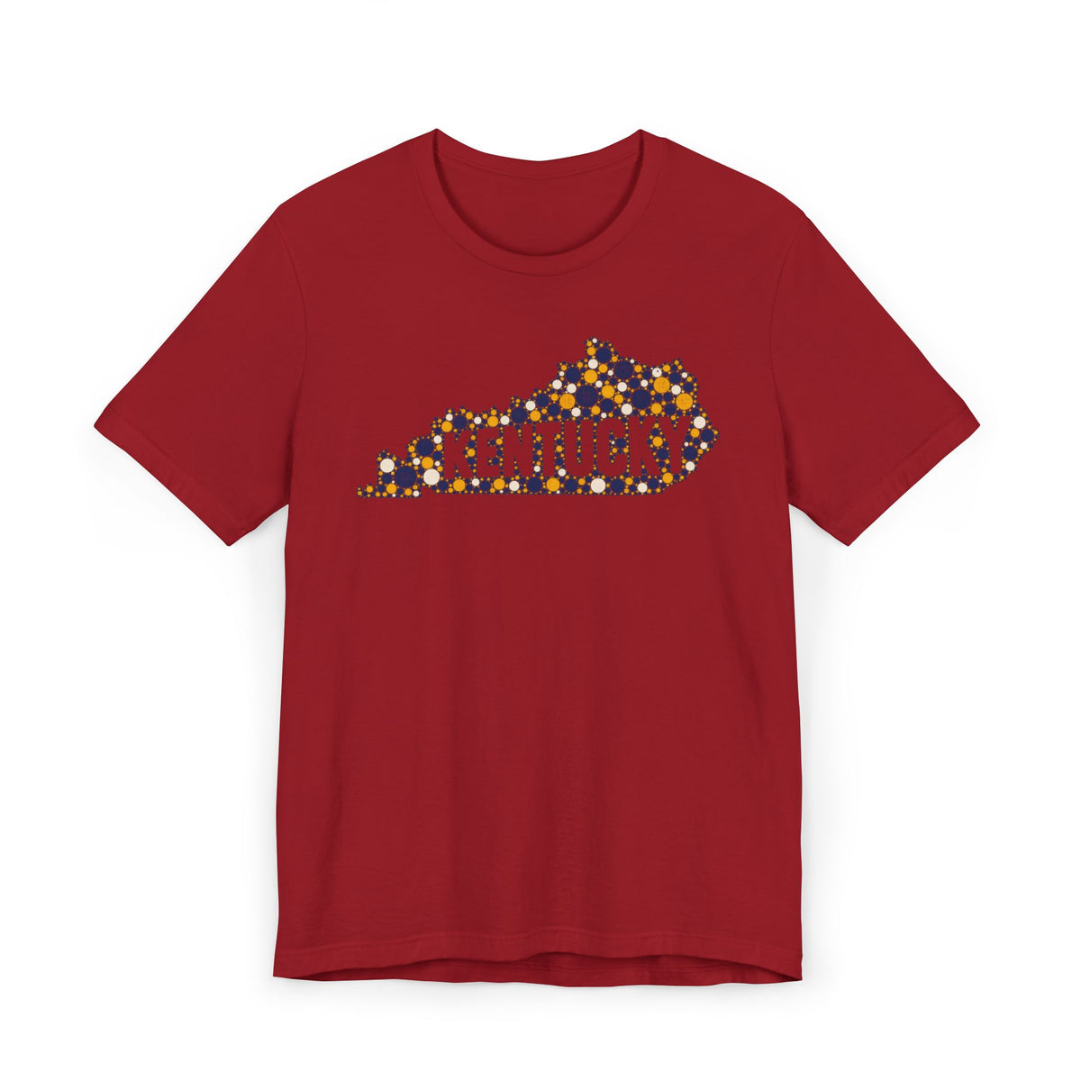 Kentucky State Shape T-Shirt | Blue and Gold Pattern Kentucky Outline Graphic Tee