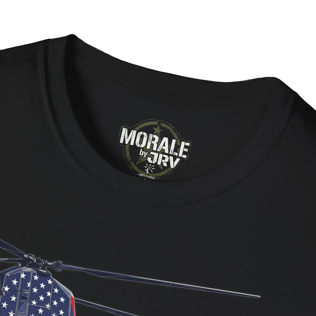 CH-47 Chinook T-Shirt, black, “MORALE by TRV” neck label