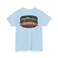 Light blue T-shirt with Denver city badge graphic on chest