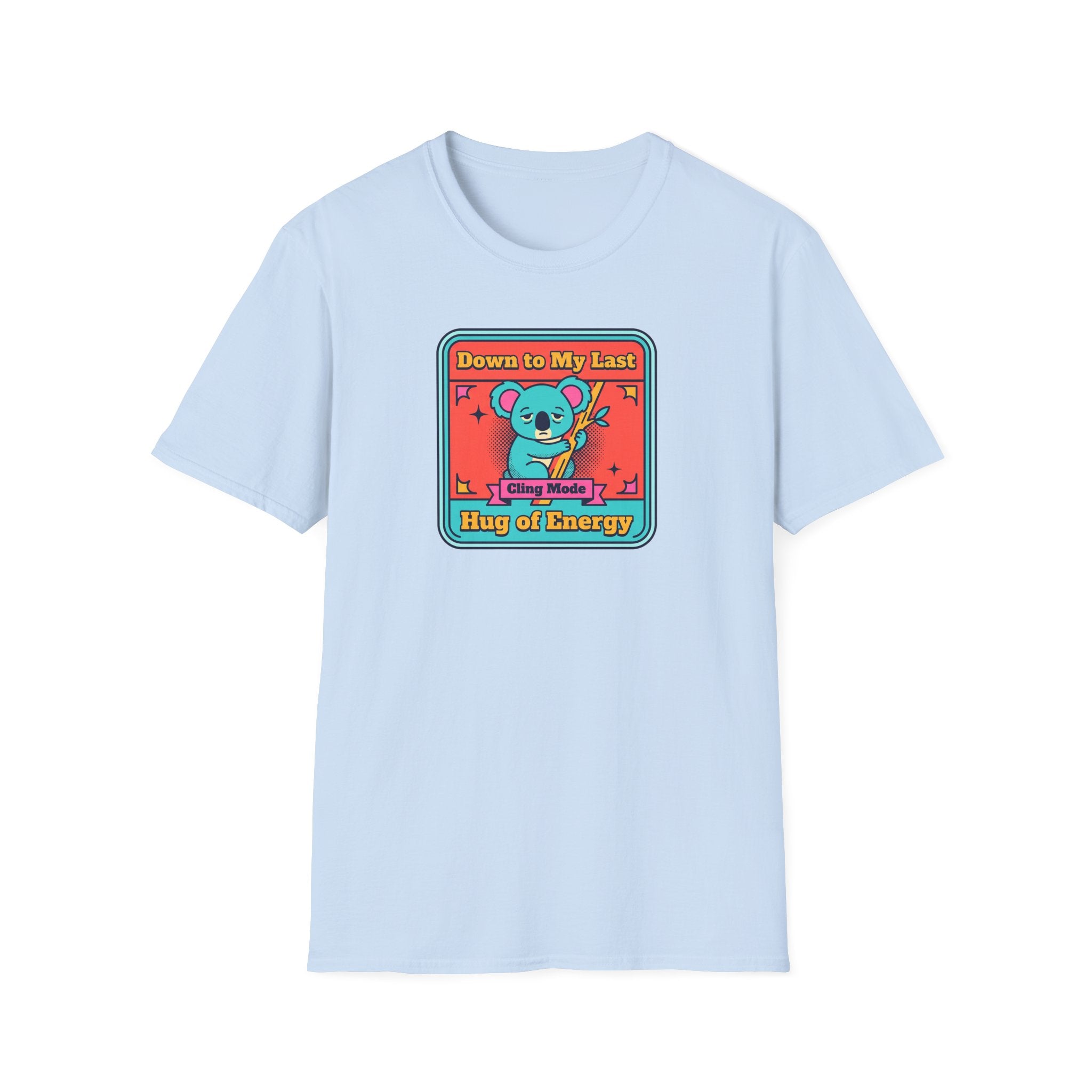 Light blue short-sleeve t-shirt featuring a koala graphic on the front.