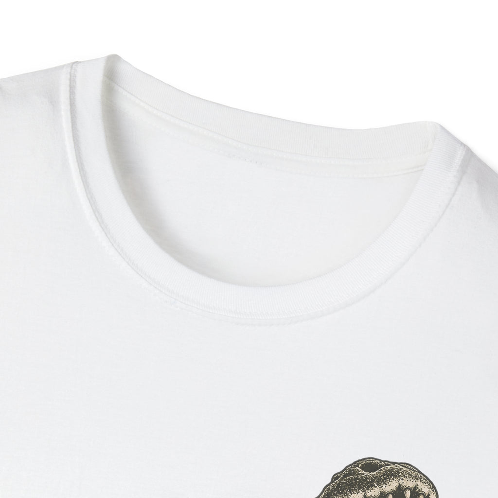 White crewneck T-shirt neckline close-up