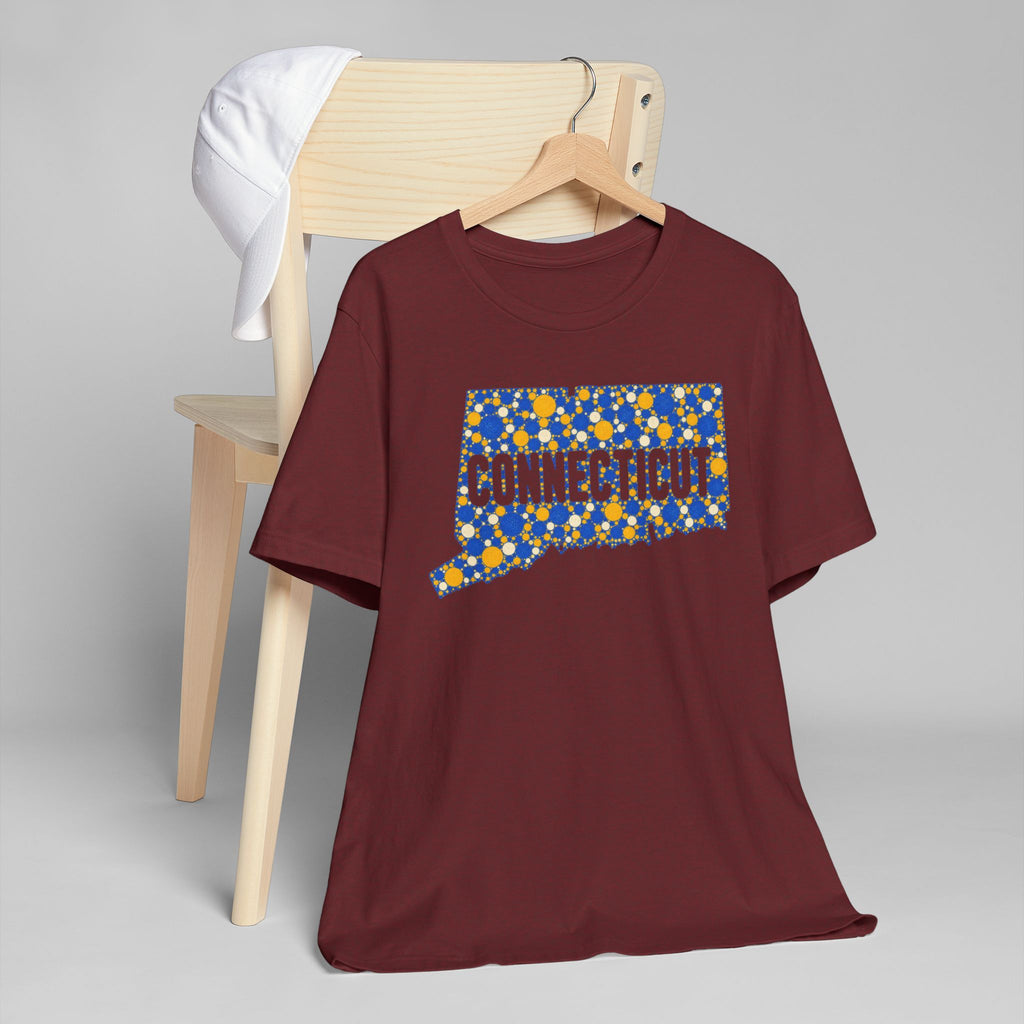 Connecticut State Floral Pattern T-Shirt | Connecticut Map Outline Graphic Tee