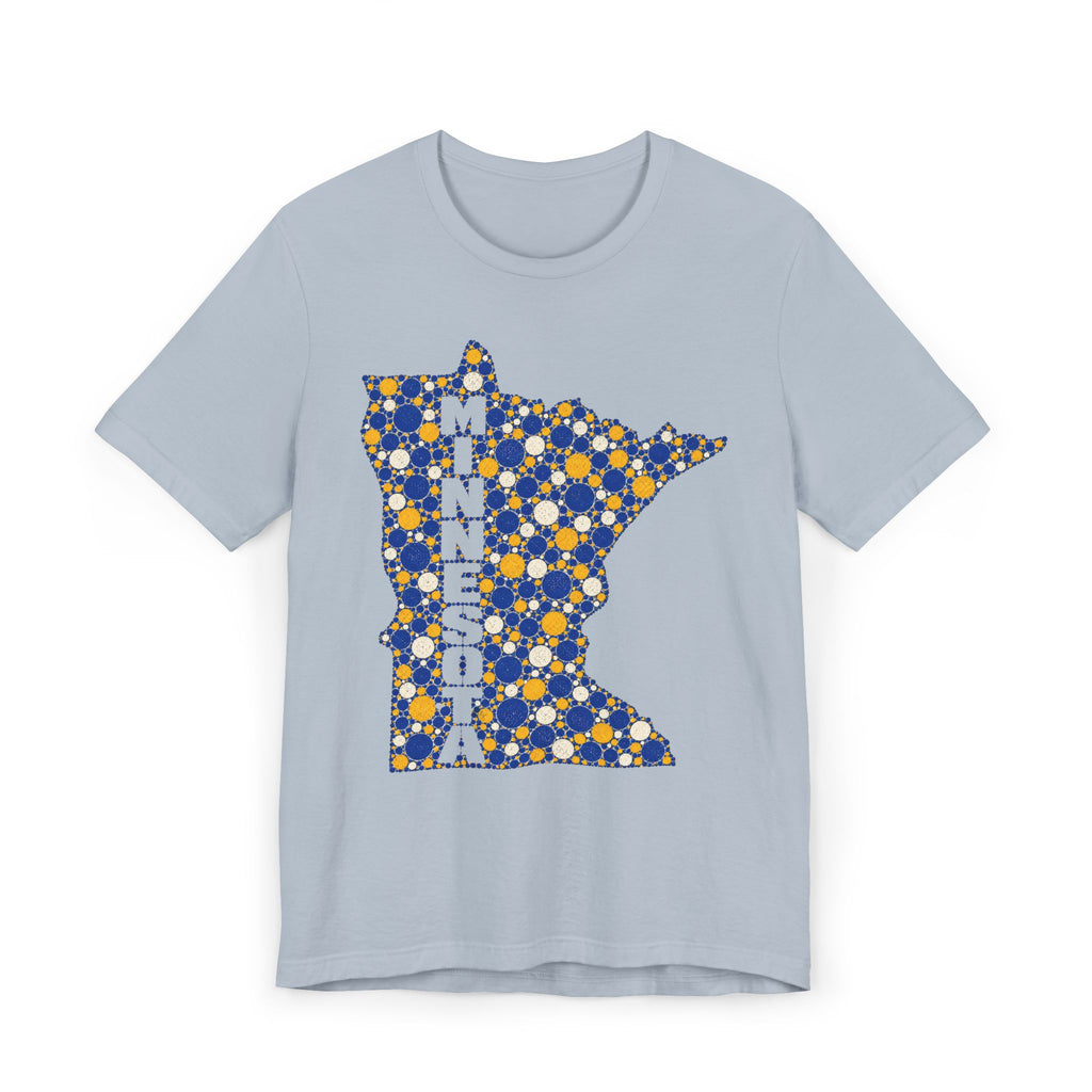 Minnesota State Floral Pattern T-Shirt | Blue and Gold Minnesota Map Graphic Tee