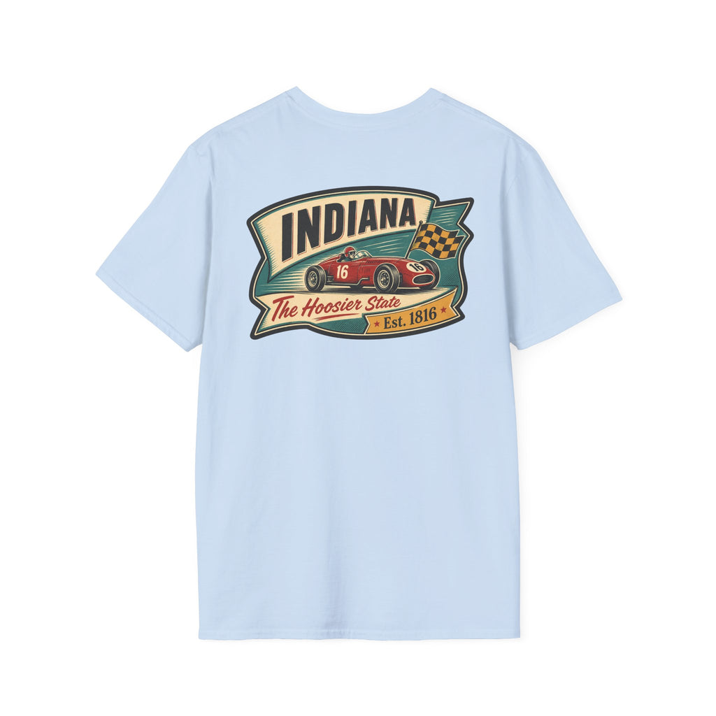 Indiana Hoosier State graphic tee in light blue with vintage front logo