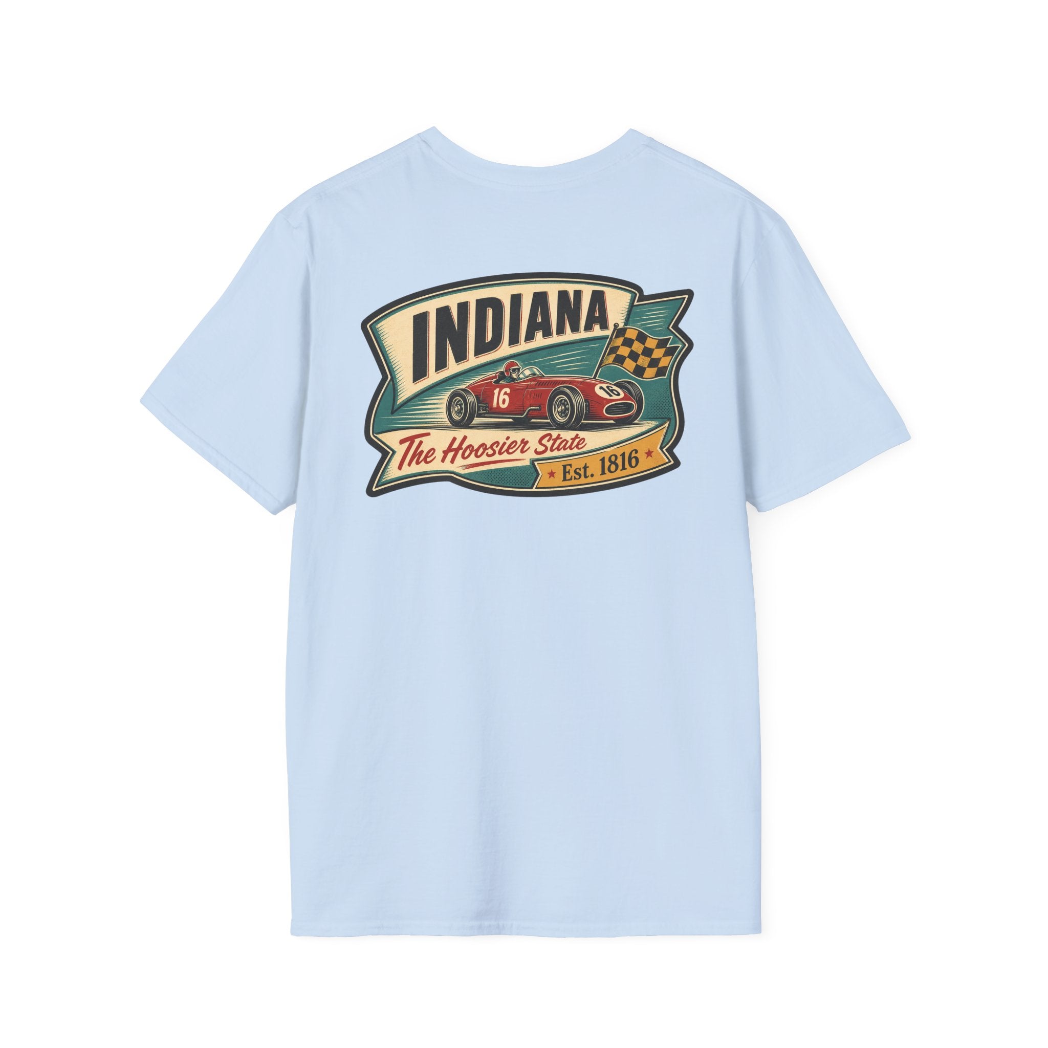 Indiana Hoosier State graphic tee in light blue with vintage front logo