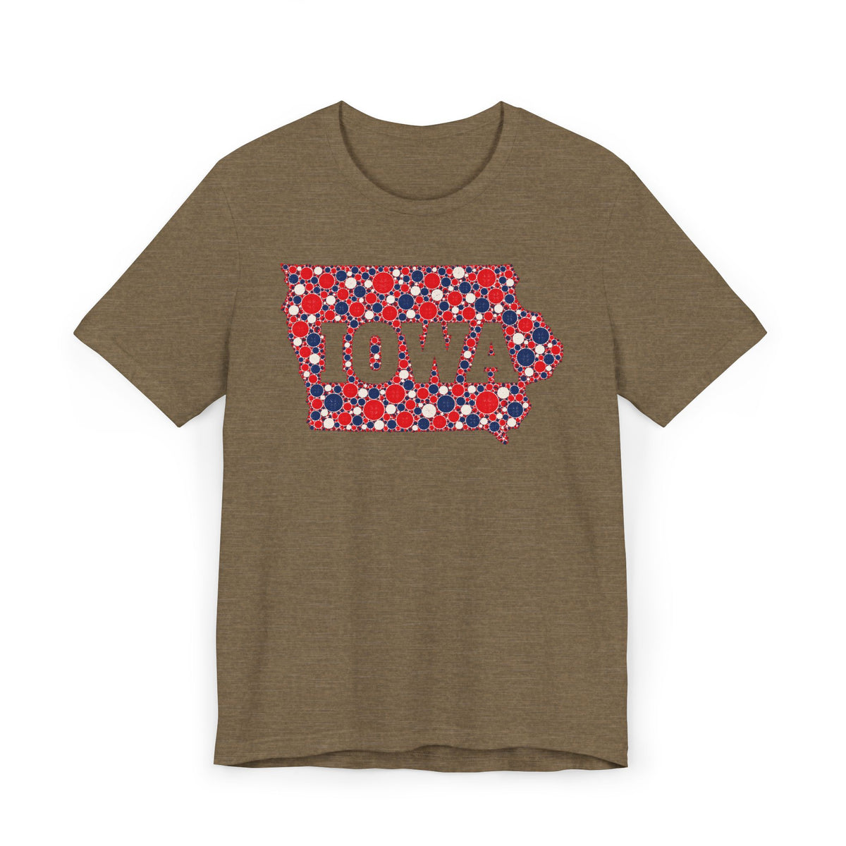 Iowa State Floral Pattern T-Shirt | Red White and Blue Iowa Outline Graphic Tee
