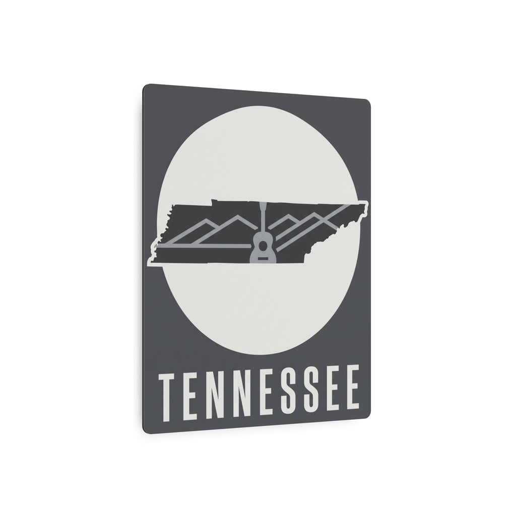 Tennessee metal wall art with guitar skyline graphic and “Tennessee” lettering