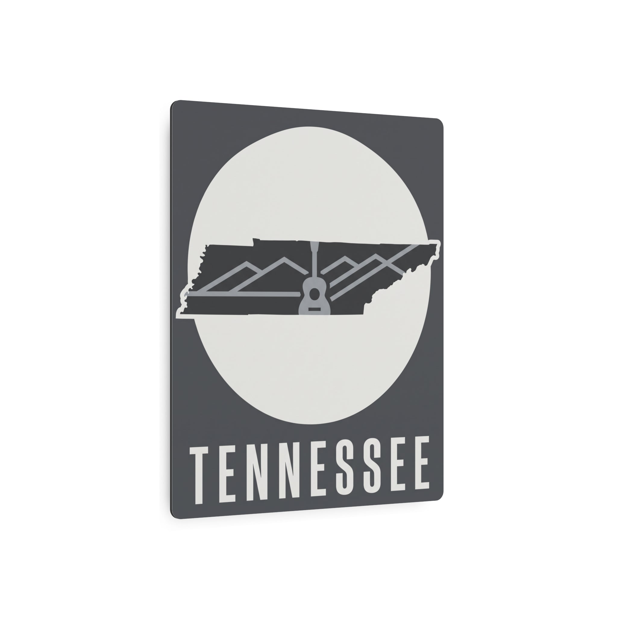 Tennessee metal wall art with guitar skyline graphic and “Tennessee” lettering