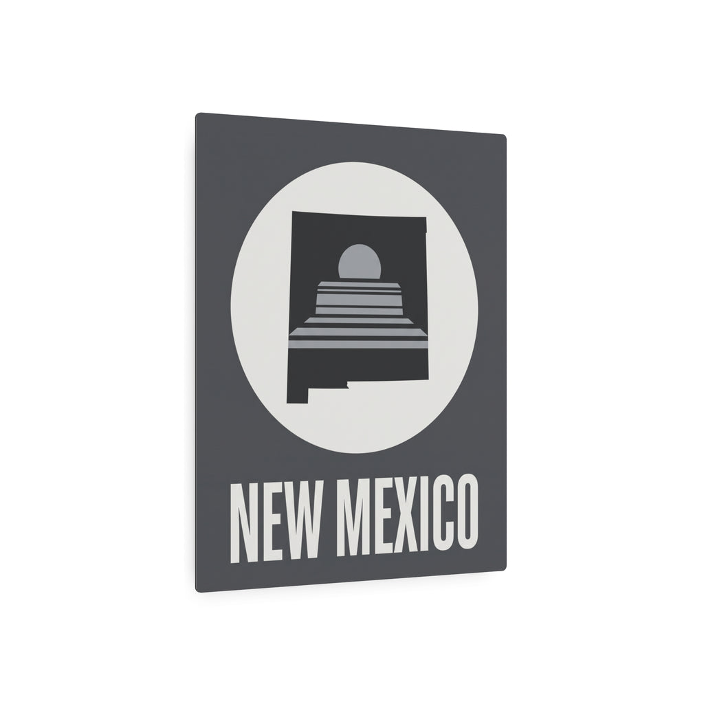 Square metal wall sign with circle skyline graphic and “NEW MEXICO” text at bottom