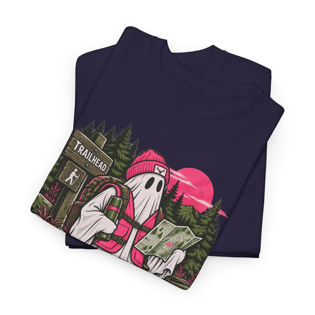 Safety First Spooky Second T-Shirt, Funny Ghost Hiker Halloween Shirt for Men and Women, Camping Trail Graphic Tee