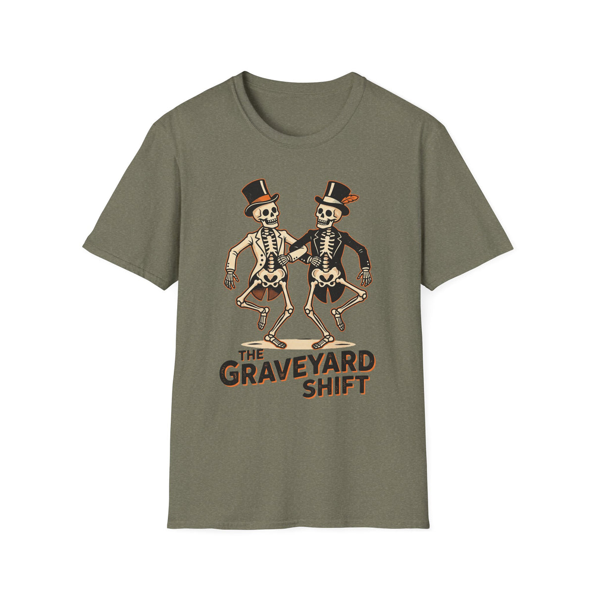 Dancing Skeletons The Graveyard Shift T-Shirt - Vintage Halloween Tee