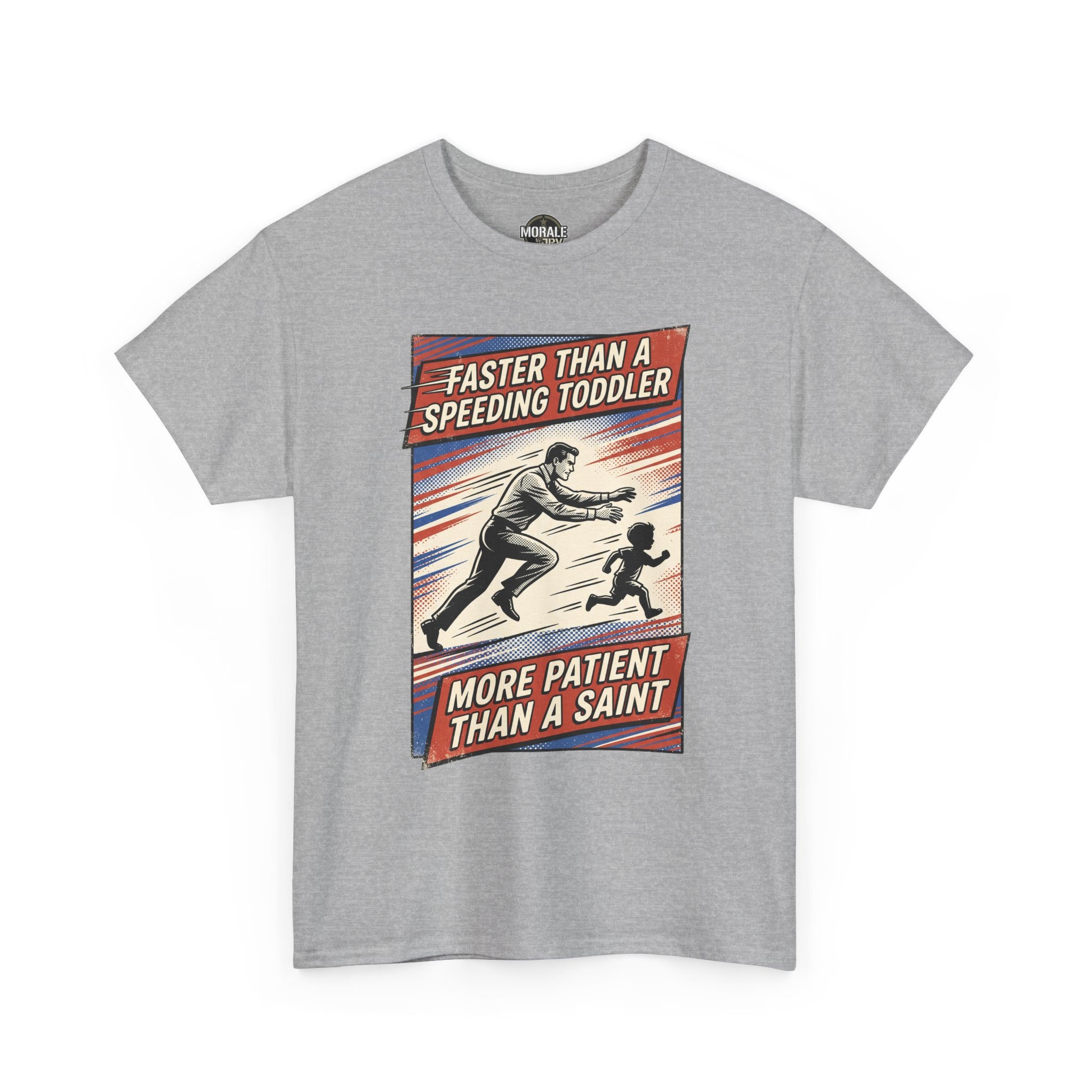 T-shirt gris chiné avec imprimé rétro « Faster Than A Speeding Toddler »