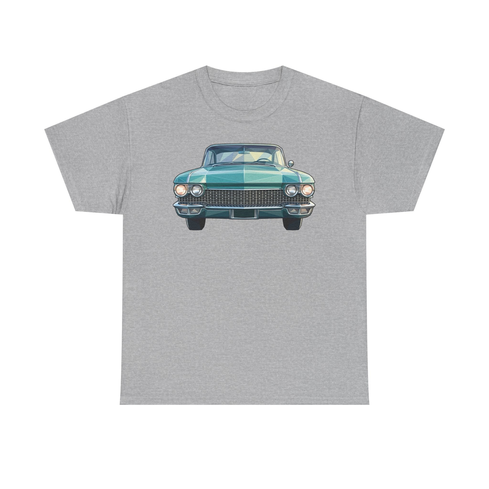 Sport grey crew-neck T-shirt with front car illustration graphic