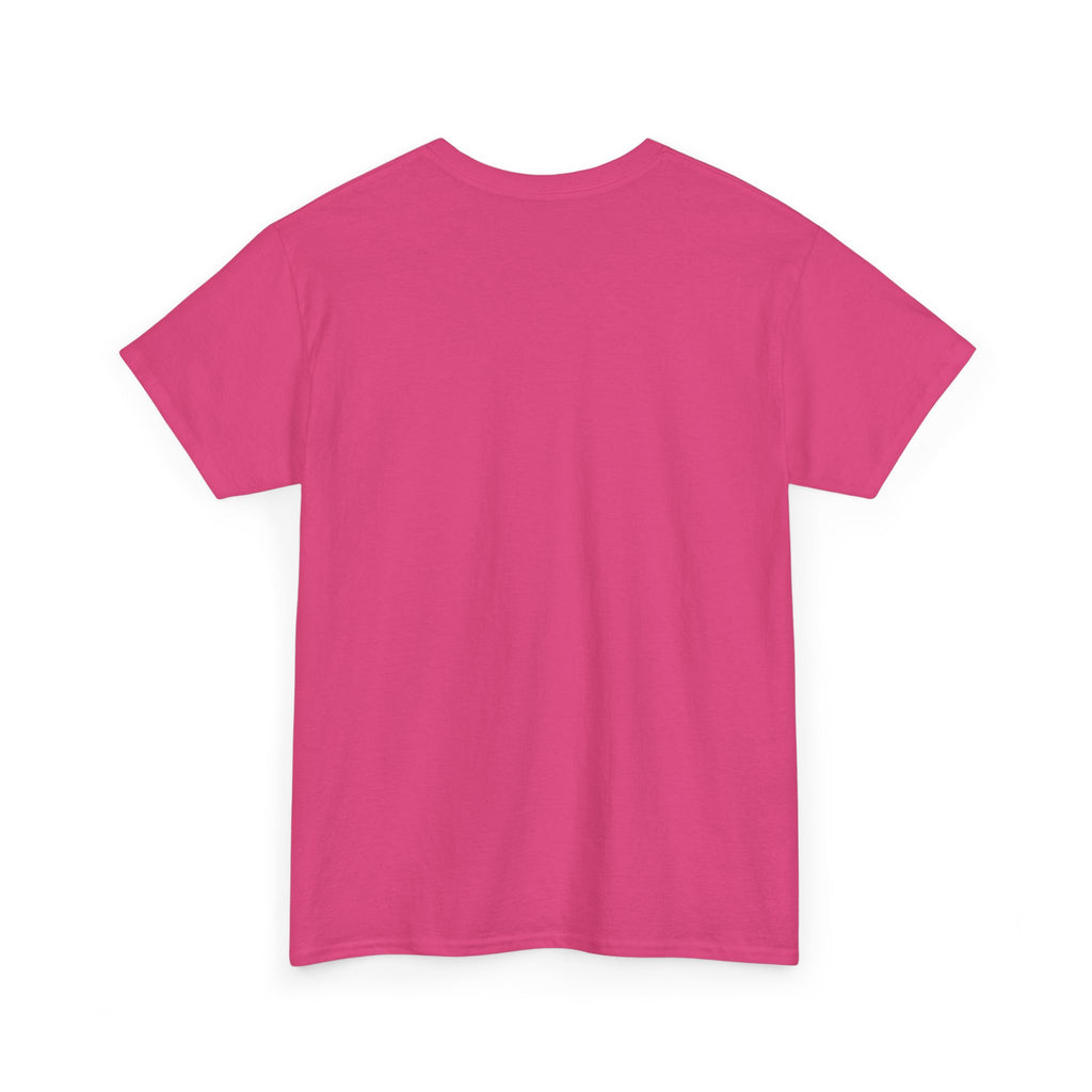 Pink T-shirt with crew neck and short sleeves, no visible front print