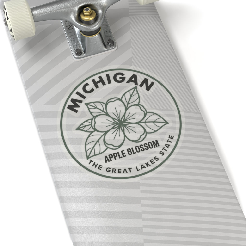 Transparent vinyl circular Michigan apple blossom state flower sticker decal