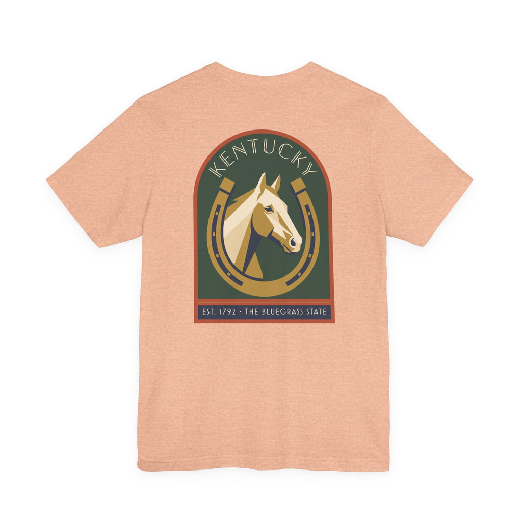 Light peach T-shirt with Kentucky horse crest graphic