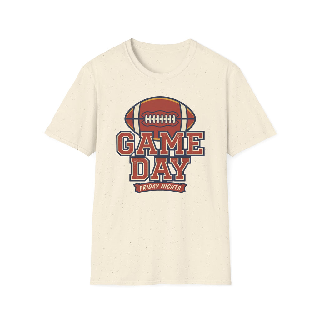 Off-white game day football T-shirt with vintage graphic and crew neck