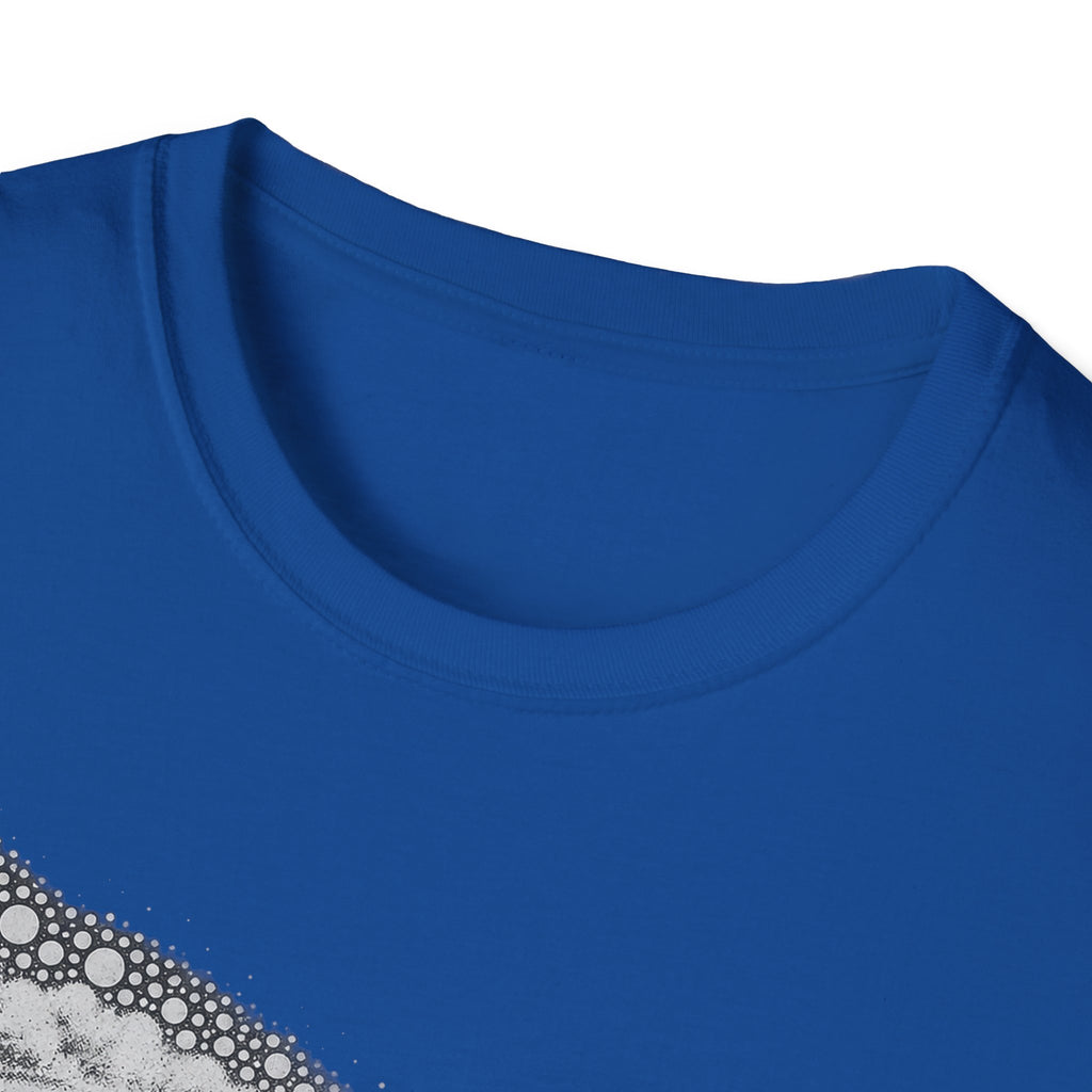 Royal blue crew-neck T-shirt with ribbed collar and neckline detail