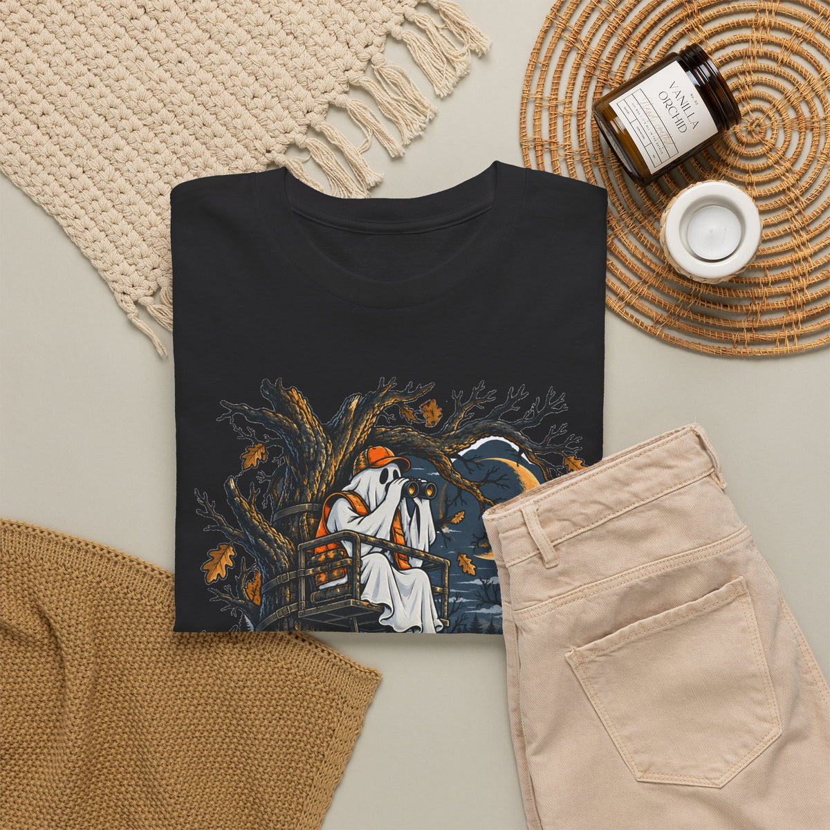 Haunted Tree Stand T-Shirt, Funny Ghost Deer Hunter Halloween Shirt for Men and Women, Bow Hunting Season Gift Tee