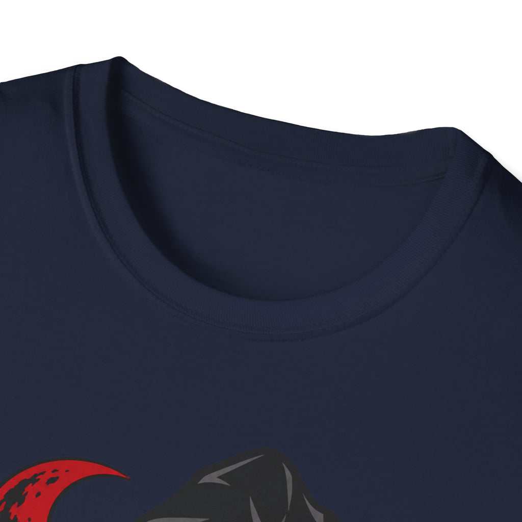 Navy t-shirt close-up showing crew neck and smooth fabric