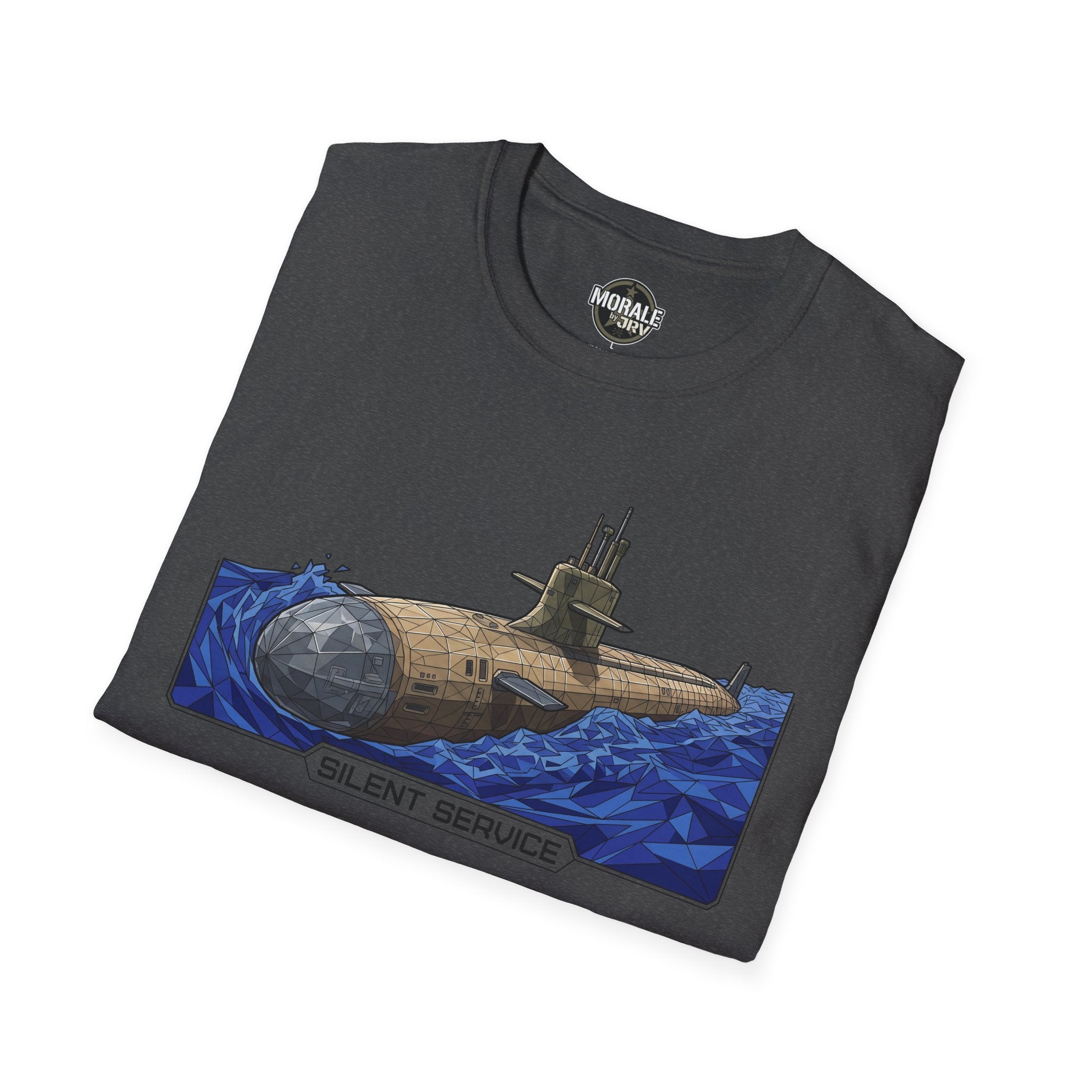 Dark gray crew-neck T-shirt with Silent Service submarine graphic
