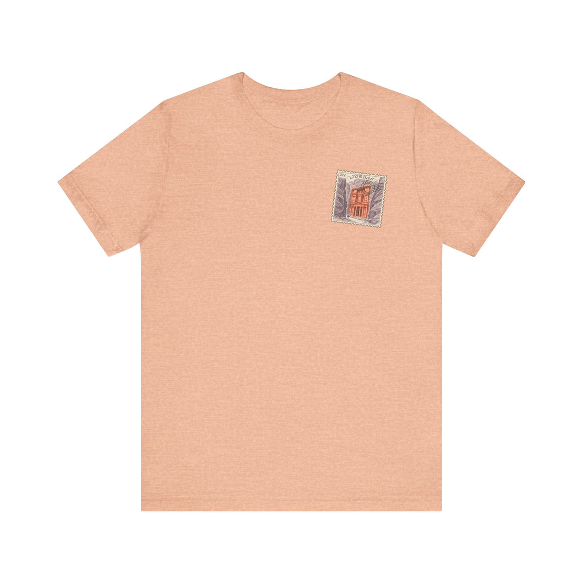 Heather peach crewneck T-shirt with small chest square graphic print