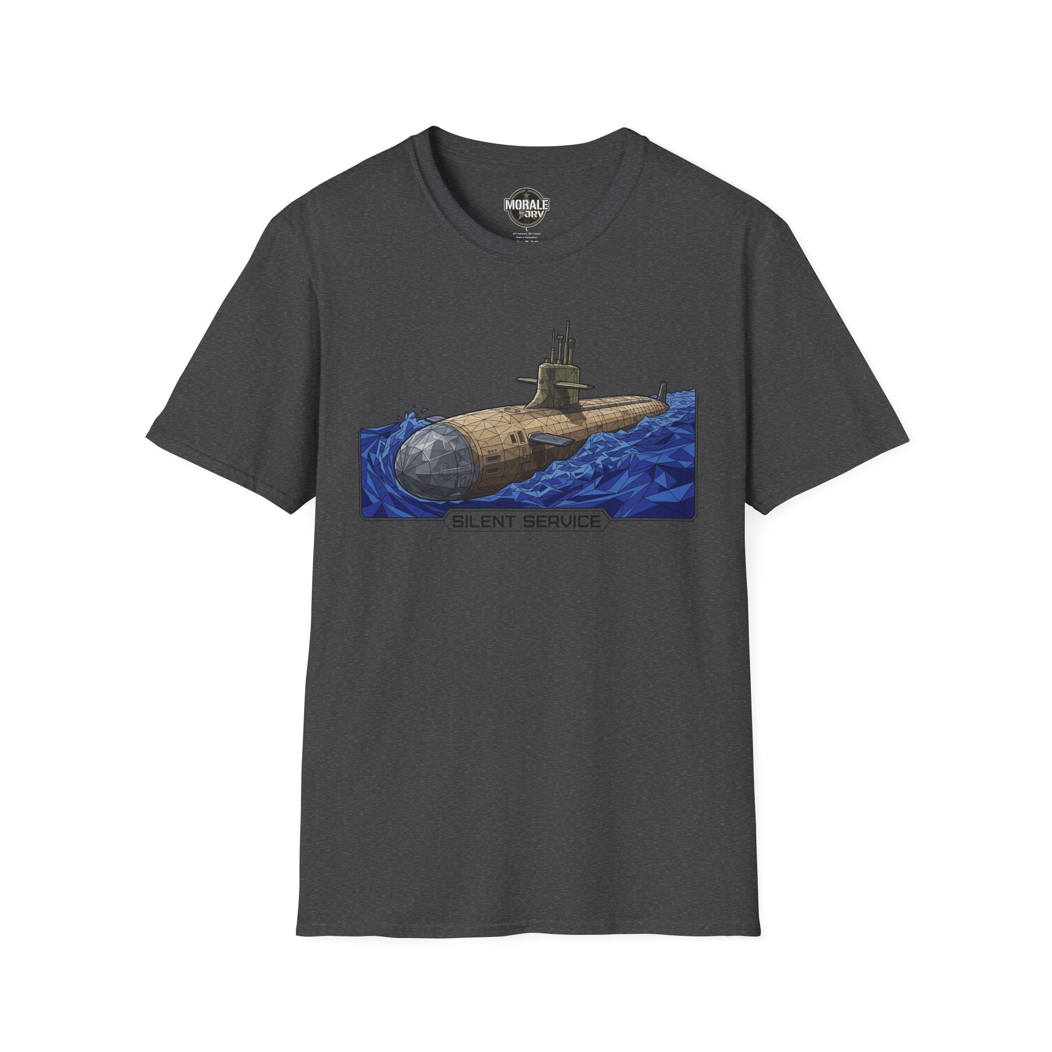 Silent Service T‑shirt in charcoal/dark gray with submarine graphic and “SILENT SERVICE”