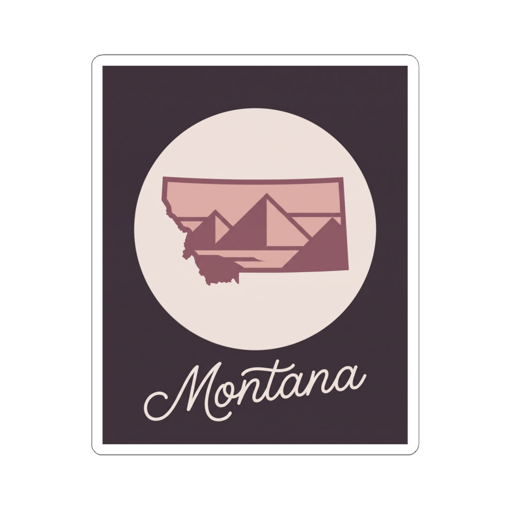 Montana state graphic sticker with “Montana” cursive text under a circular badge