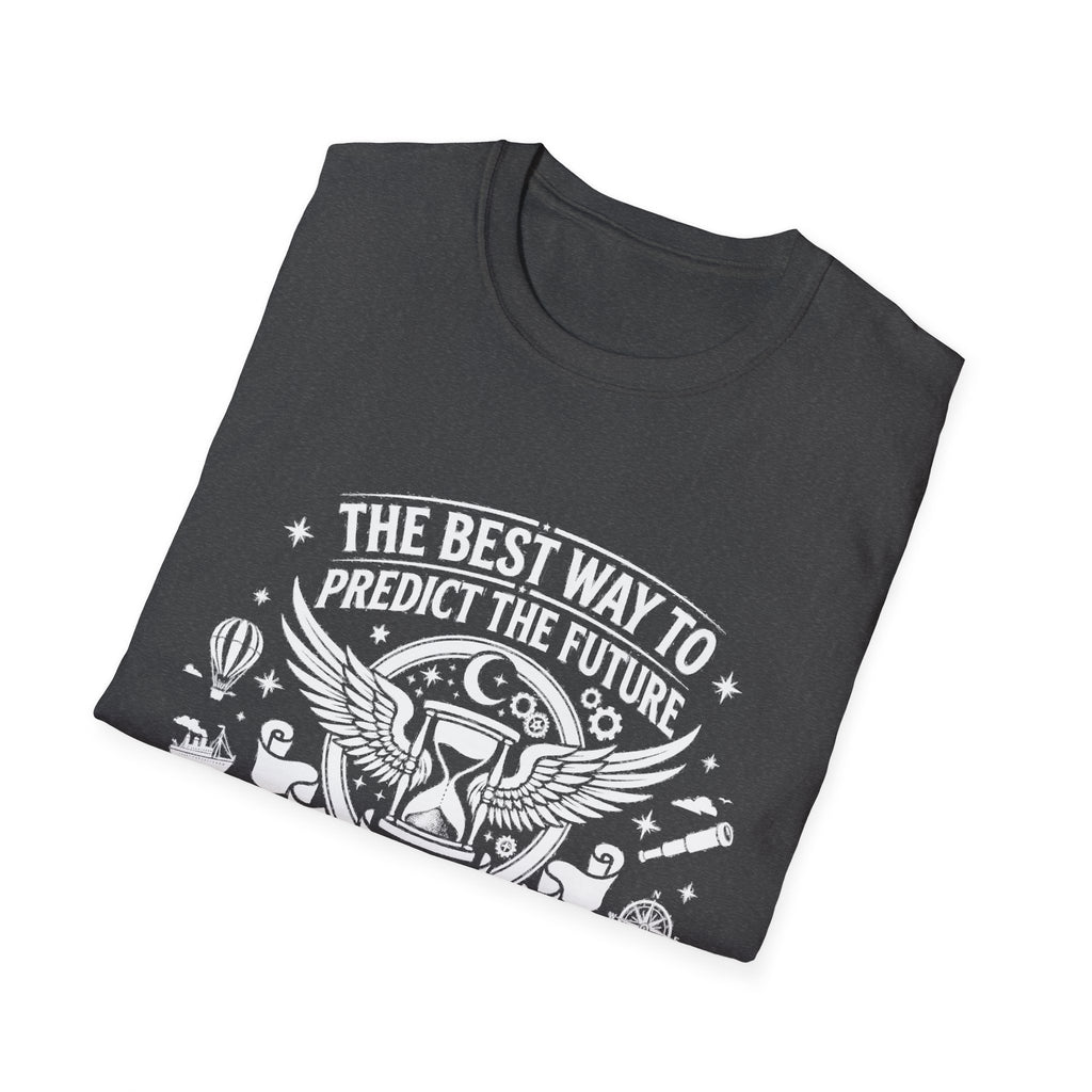 Black Create Your Future tee with “THE BEST WAY TO PREDICT THE FUTURE” typography graphic