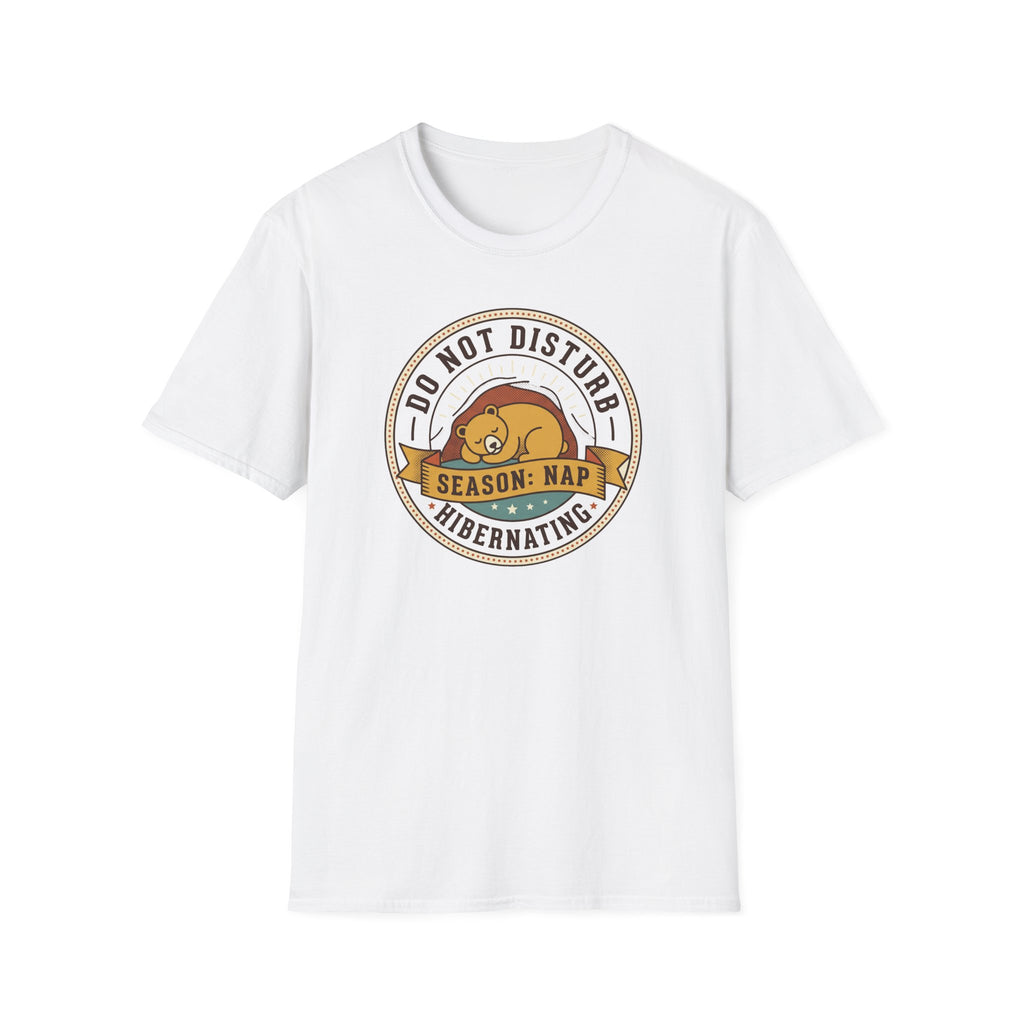 White nap T-shirt with 'Do Not Disturb Season: Nap' bear graphic