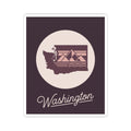 Washington state decal with circular emblem and "Washington" cursive lettering