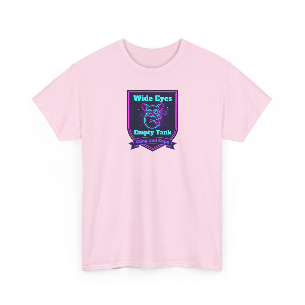 Pink crewneck t-shirt with owl badge graphic