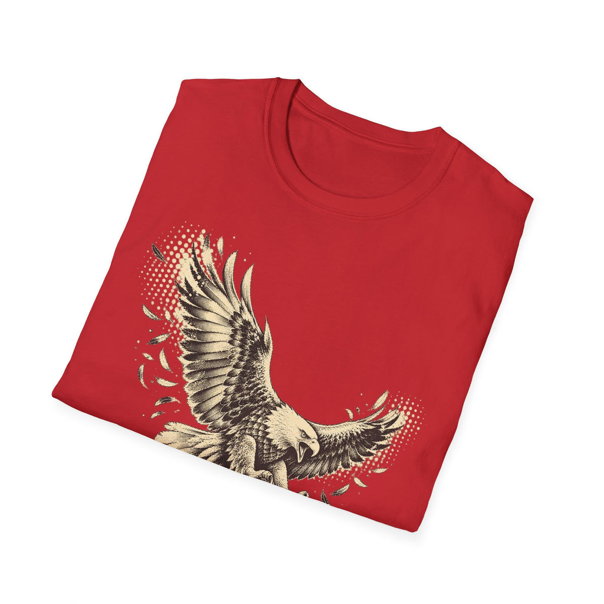 Red crew-neck T-shirt with soaring eagle graphic on the front