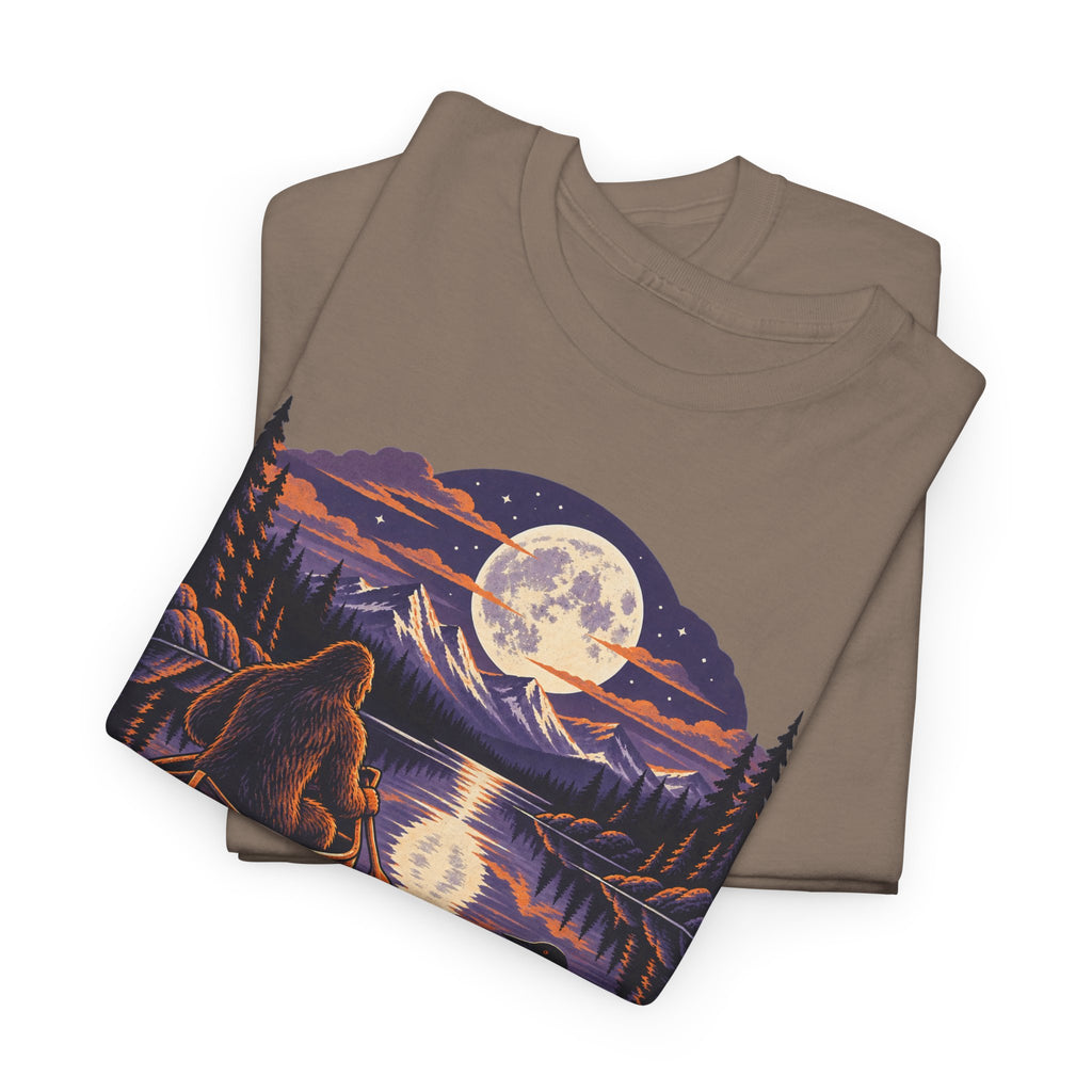 Paddle After Dark Canoe T-Shirt, Moonlit Lake Night Paddling Shirt for Men and Women, Vintage Canoeing Gift Tee
