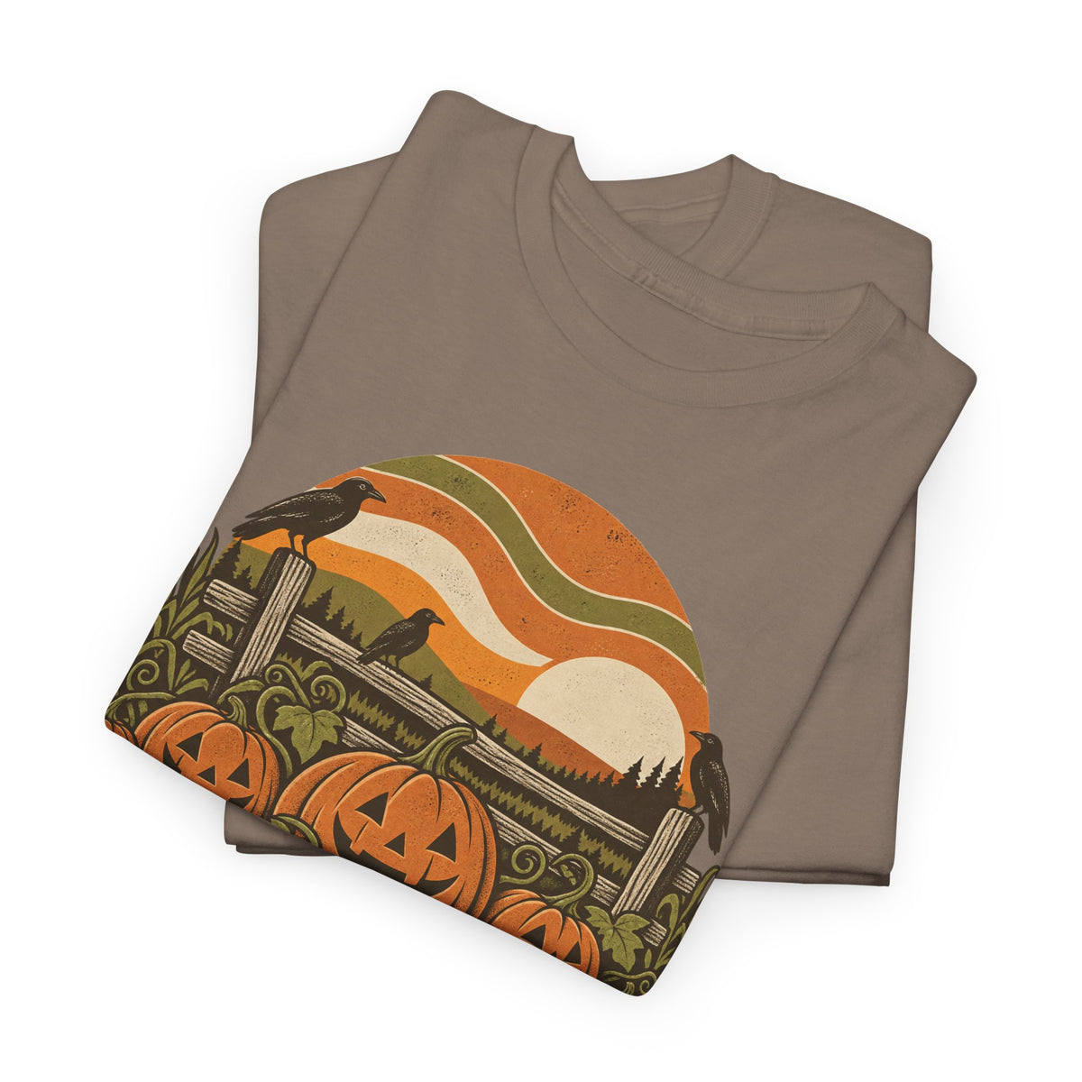Pumpkin Patch T-Shirt, Retro Jack O Lantern Sunset Fall Halloween Shirt for Women and Men, Vintage Autumn Farm Graphic Tee