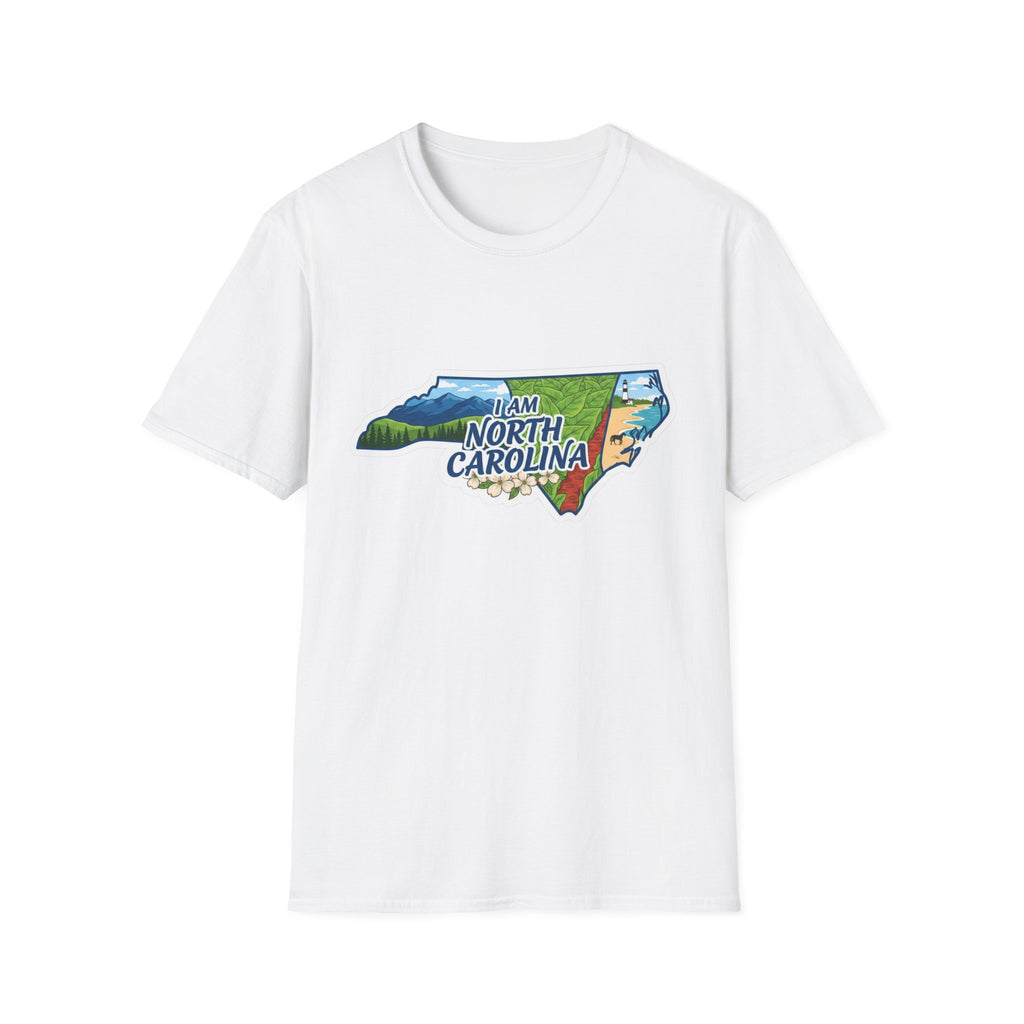 North Carolina graphic T-shirt (white) with floral and nature scene