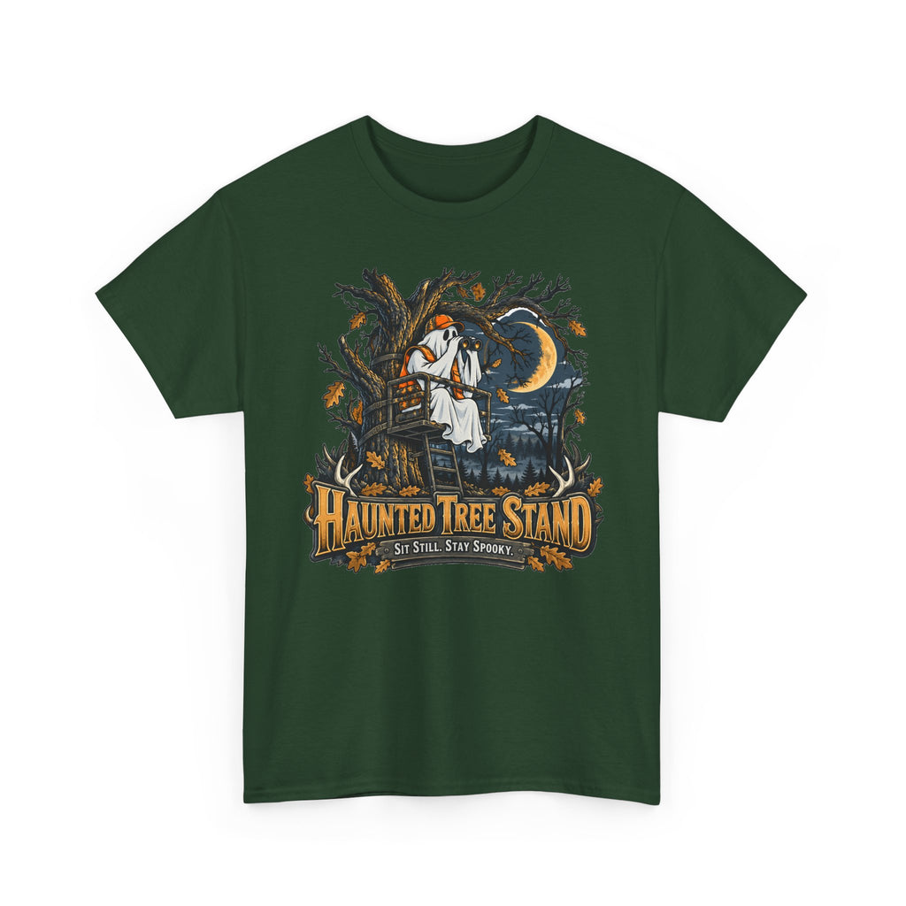 Haunted Tree Stand T-Shirt, Funny Ghost Deer Hunter Halloween Shirt for Men and Women, Bow Hunting Season Gift Tee